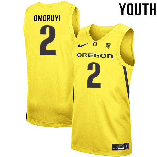 Youth #2 Eugene Omoruyi Oregon Ducks College Basketball Jerseys Sale-Yellow